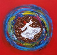 Anwer Sheikh, 24 x 24 Inch,  Acrylic on Canvas, Calligraphy Painting, AC-ANS-046